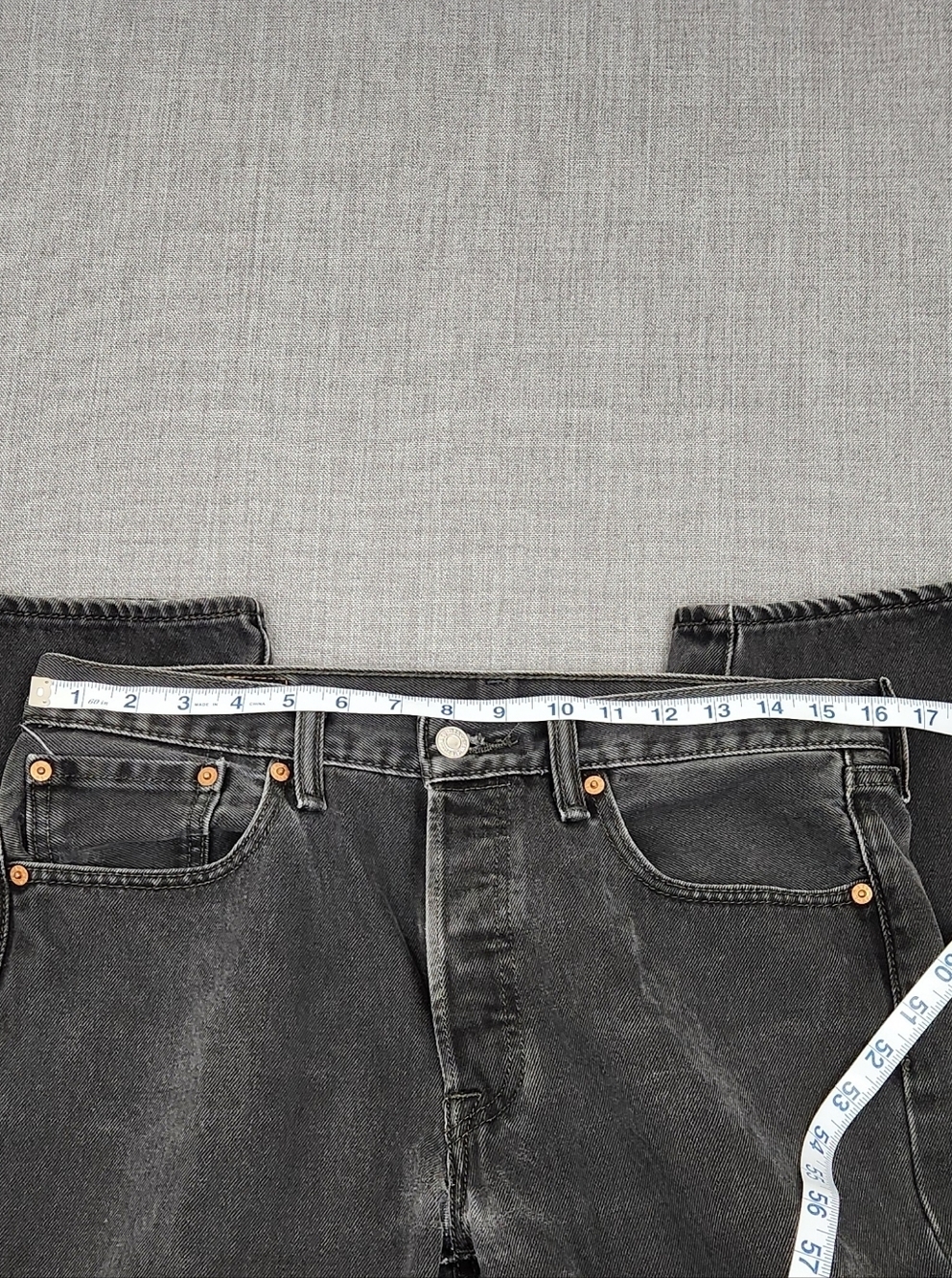 Levi's  501 Button Fly 100% Cotton Black Distressed Denim Jeans 32 ×32 - Picture 7 of 12